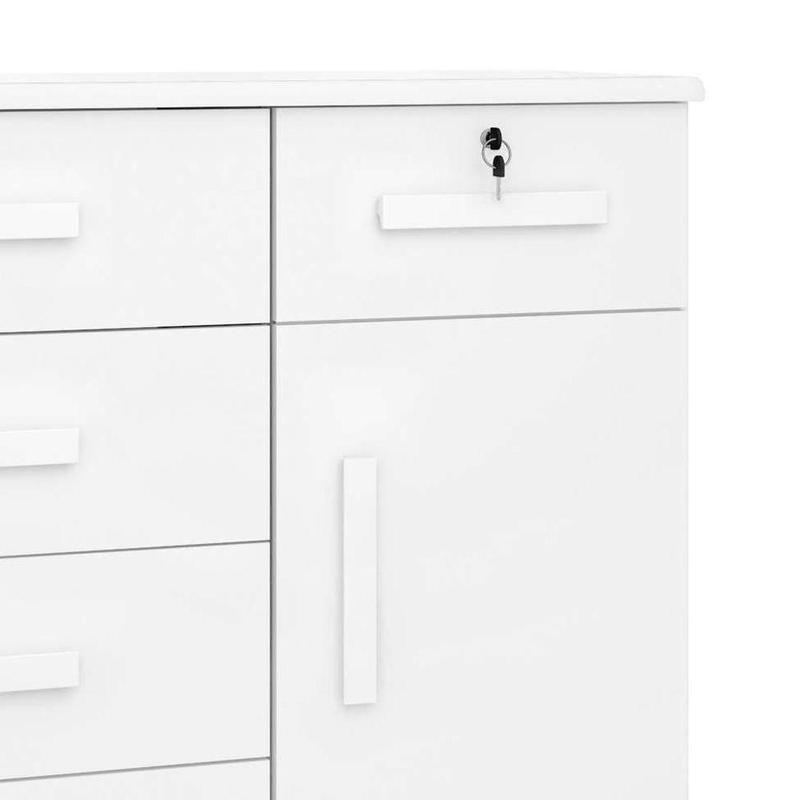 Cômoda com chave Ibiza Plus 1 Porta 5 Gavetas - Branca Lanza